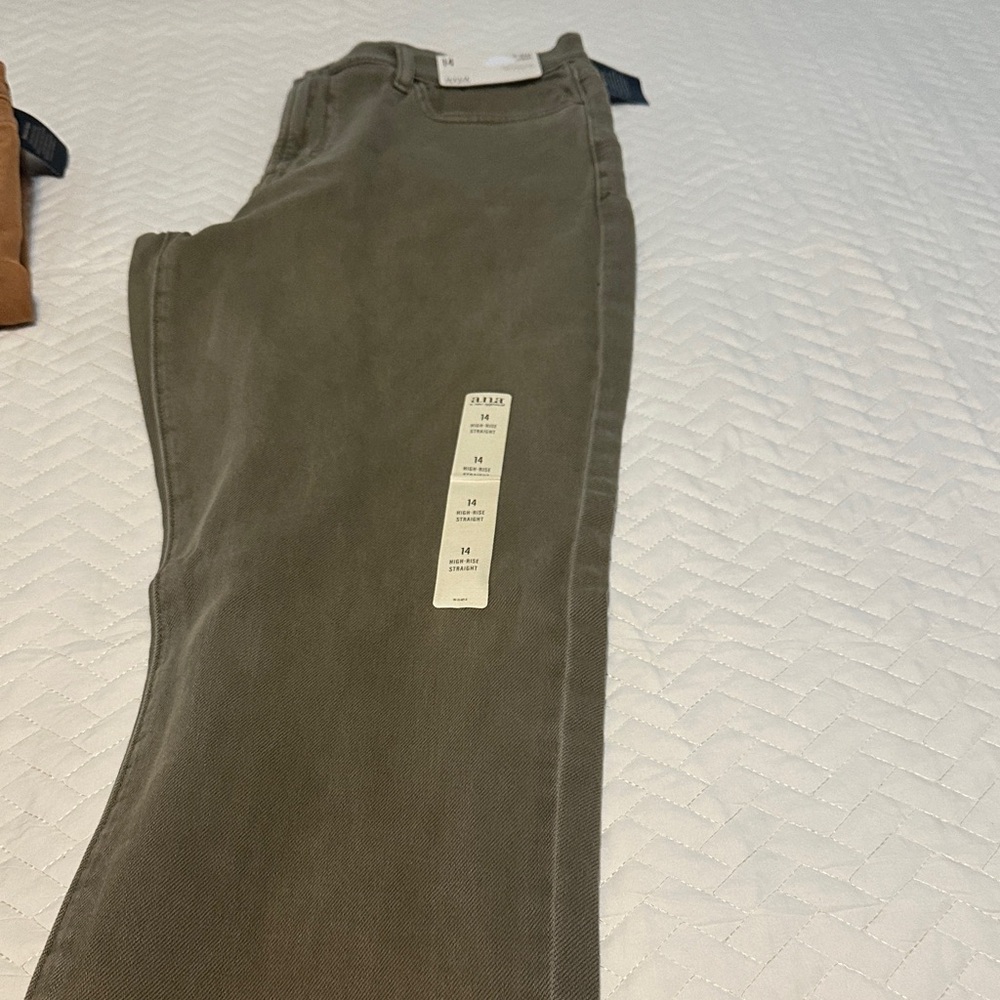 a.n.a Khaki High-Rise Straight Leg Pants